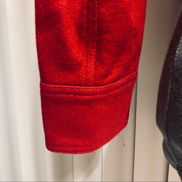 Express Red Collared Snap Button Wool Jacket - Picture 12 of 14